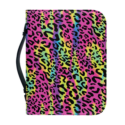 Trippy Psychedelic Leopard Print Leather Bible Cover