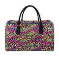 Trippy Psychedelic Leopard Print Leather Duffel Bag