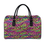 Trippy Psychedelic Leopard Print Leather Duffle Bag