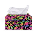 Trippy Psychedelic Leopard Print Leather Tissue Box Cover