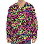 Trippy Psychedelic Leopard Print Long Sleeve Baseball Jersey