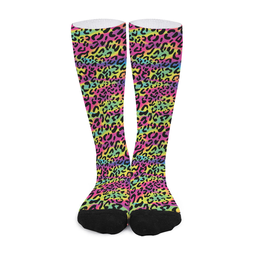 Trippy Psychedelic Leopard Print Long Socks