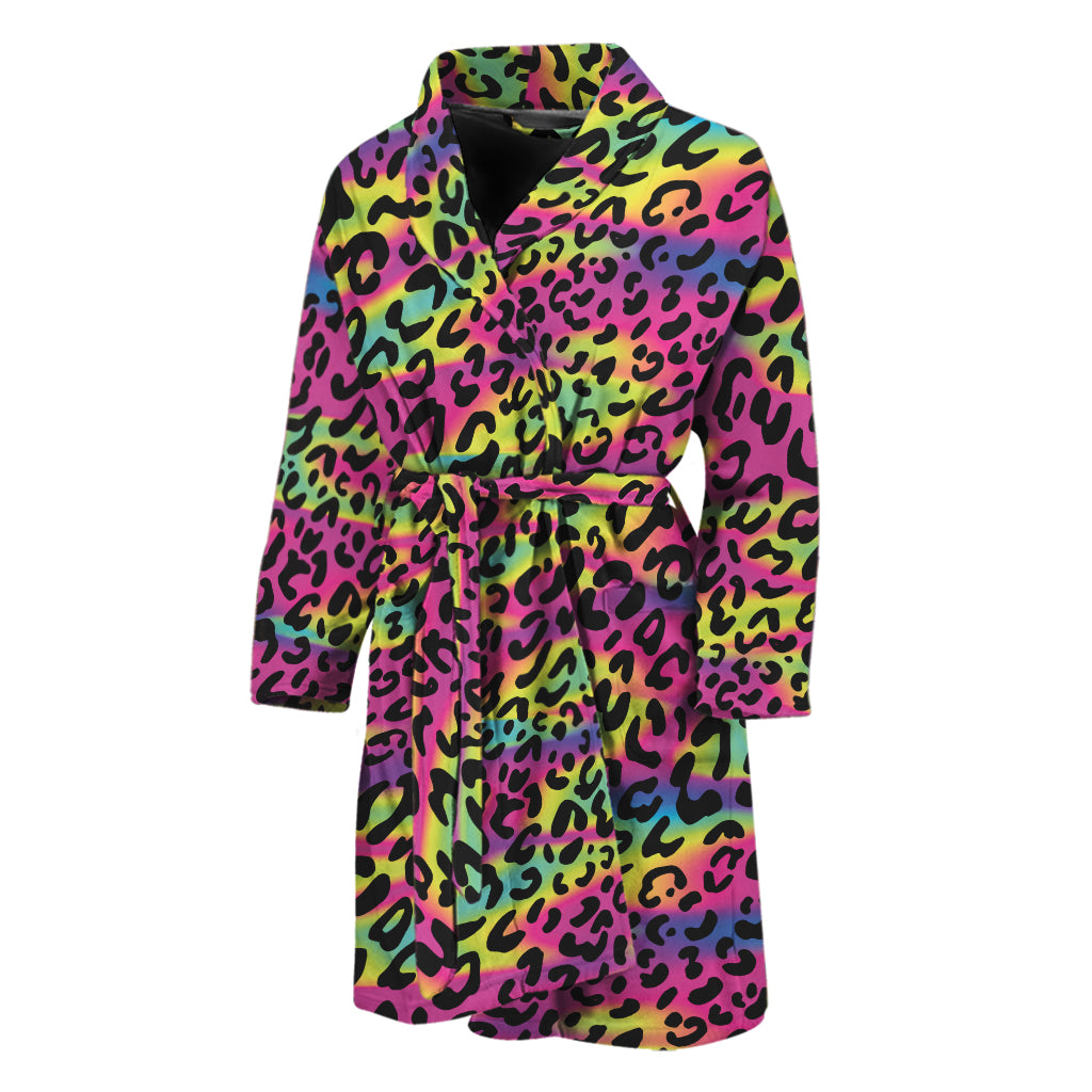 Trippy Psychedelic Leopard Print Men's Bathrobe