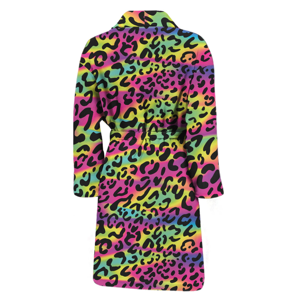 Trippy Psychedelic Leopard Print Men's Bathrobe