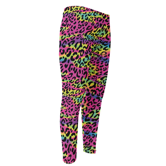 Trippy Psychedelic Leopard Print Men's Compression Pants