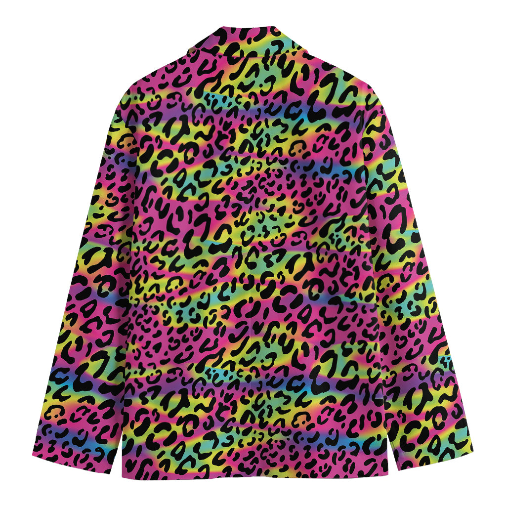 Trippy Psychedelic Leopard Print Men's Cotton Blazer