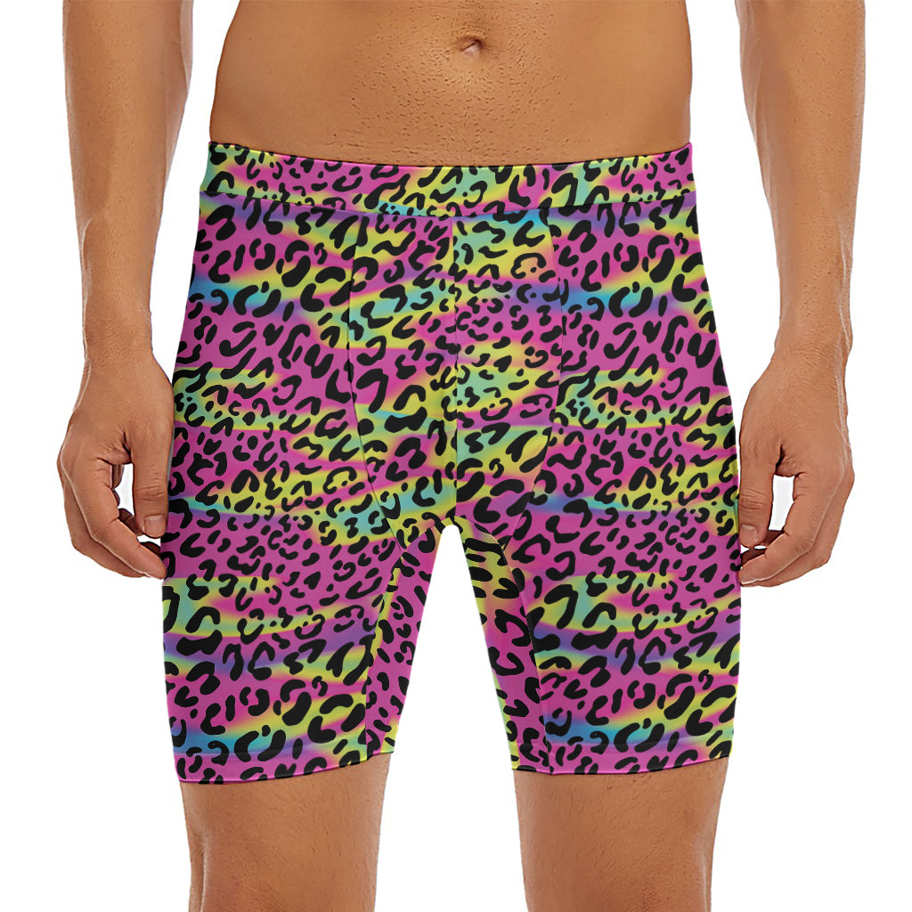 Trippy Psychedelic Leopard Print Men's Long Boxer Briefs