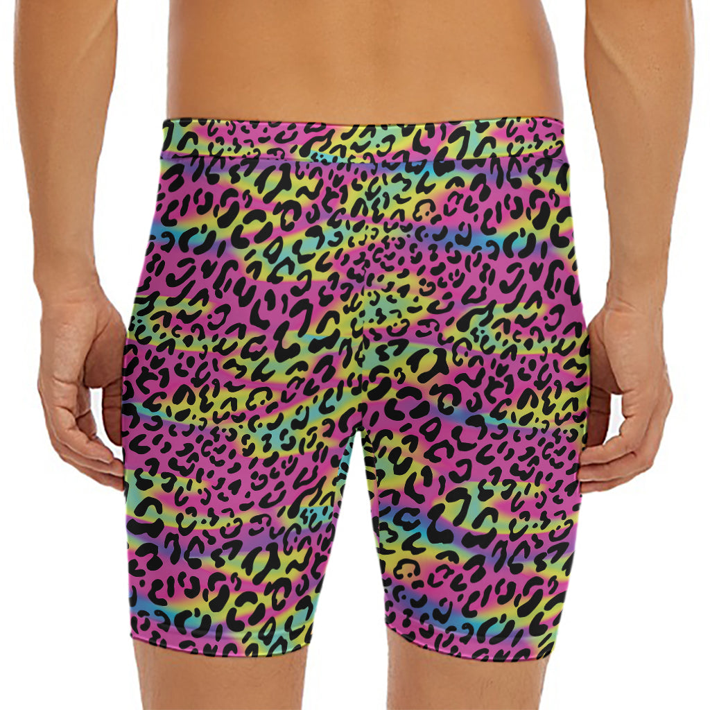 Trippy Psychedelic Leopard Print Men's Long Boxer Briefs
