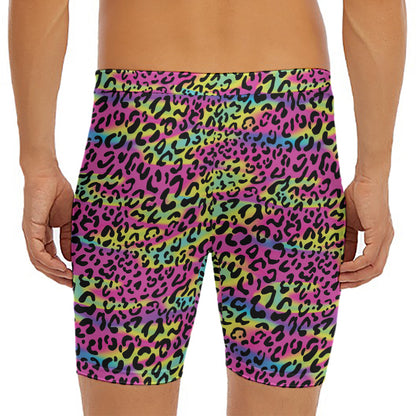Trippy Psychedelic Leopard Print Men's Long Boxer Briefs