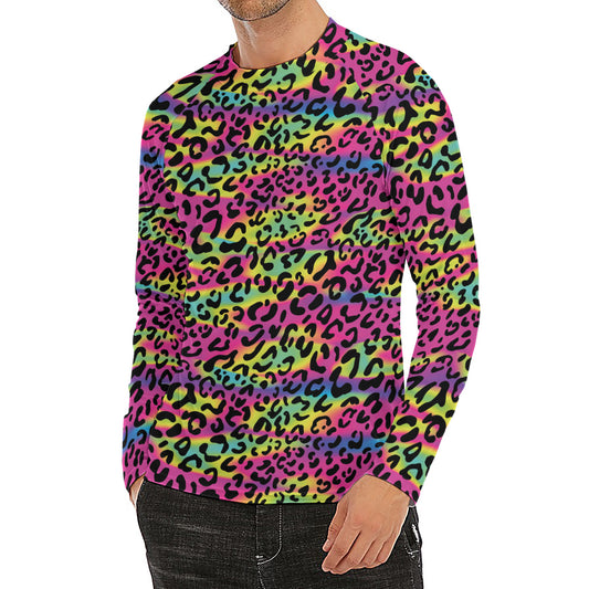 Trippy Psychedelic Leopard Print Men's Long Sleeve Rash Guard