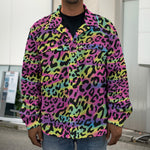 Trippy Psychedelic Leopard Print Men's Shirt Jacket