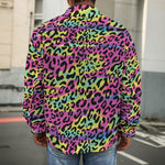 Trippy Psychedelic Leopard Print Men's Shirt Jacket