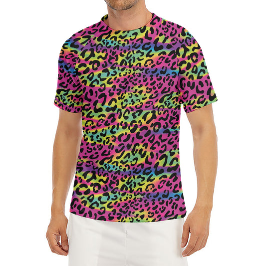 Trippy Psychedelic Leopard Print Men's Short Sleeve Rash Guard