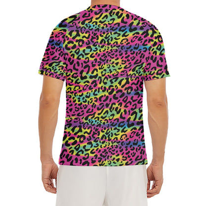 Trippy Psychedelic Leopard Print Men's Short Sleeve Rash Guard