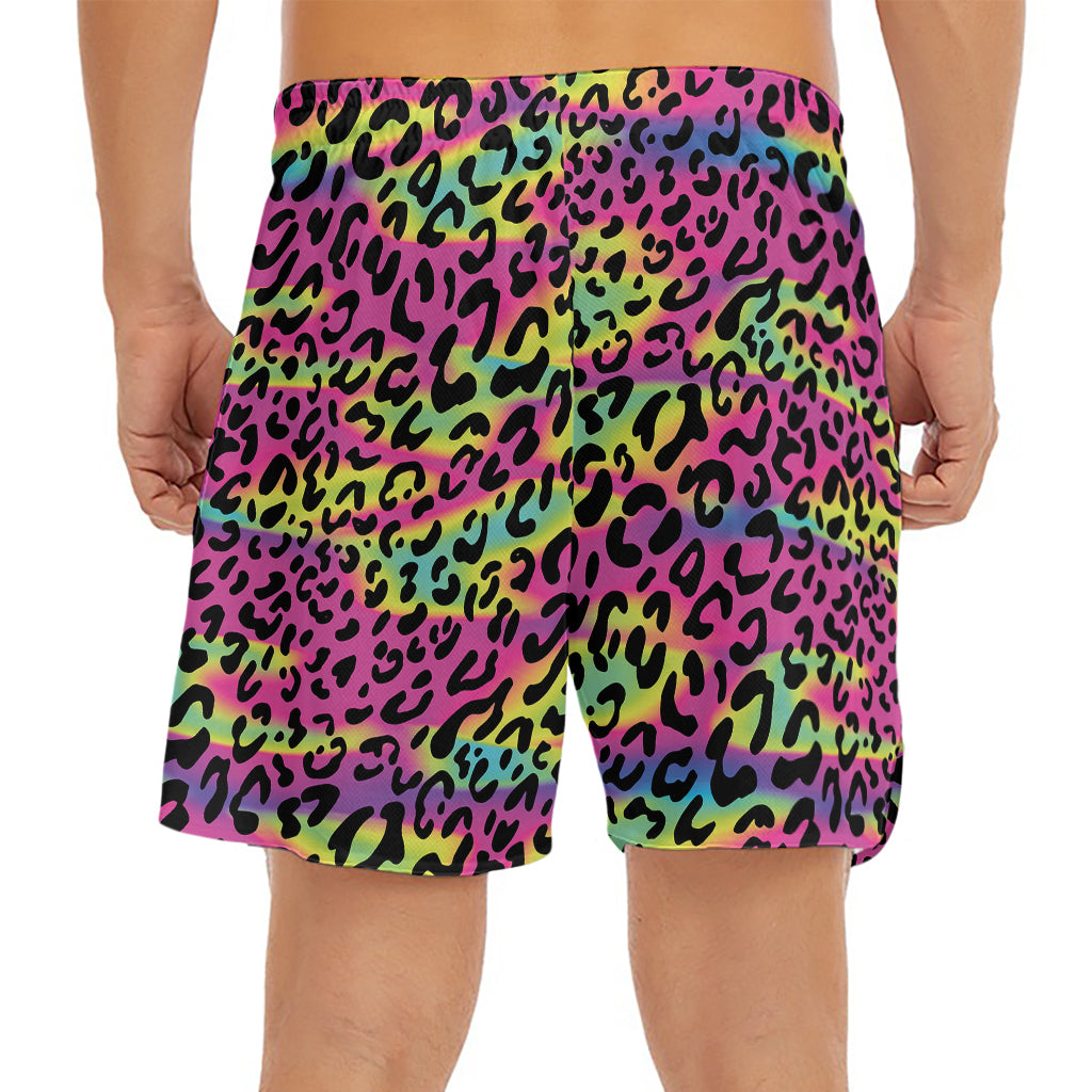 Trippy Psychedelic Leopard Print Men's Split Running Shorts