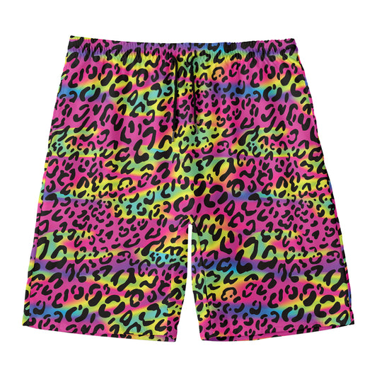 Trippy Psychedelic Leopard Print Men's Swim Trunks