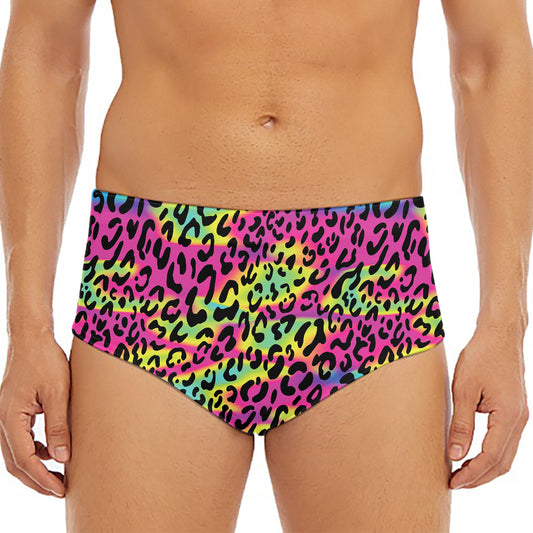 Trippy Psychedelic Leopard Print Men's Triangle Swim Briefs