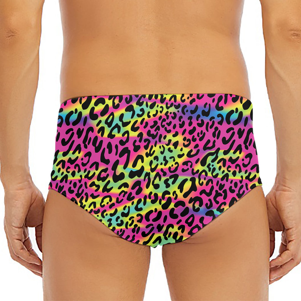 Trippy Psychedelic Leopard Print Men's Triangle Swim Briefs
