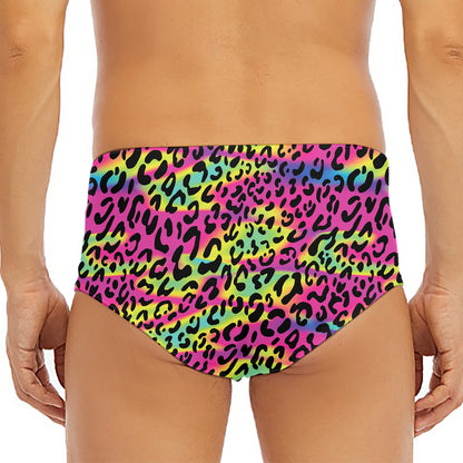 Trippy Psychedelic Leopard Print Men's Triangle Swim Briefs