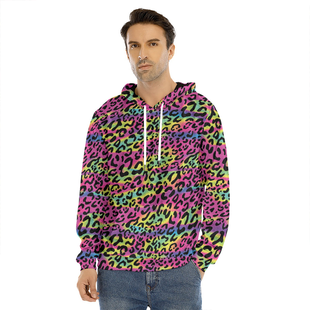 Trippy Psychedelic Leopard Print Men's Velvet Pullover Hoodie