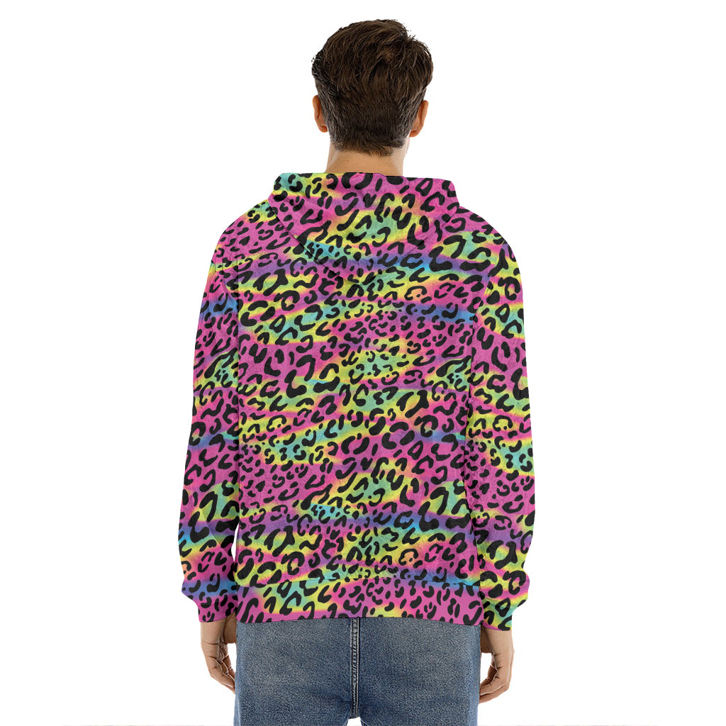 Trippy Psychedelic Leopard Print Men's Velvet Pullover Hoodie