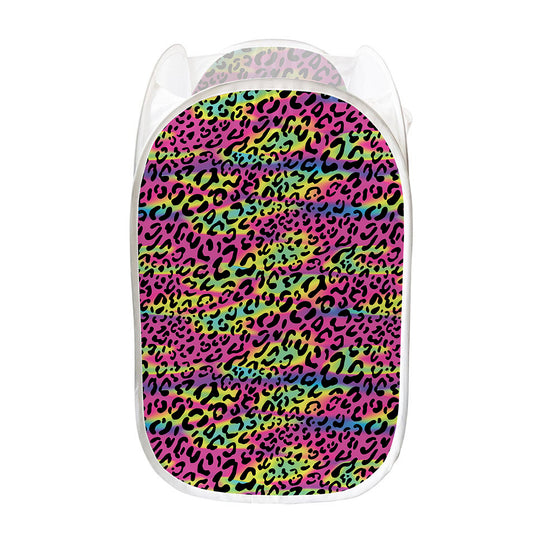 Trippy Psychedelic Leopard Print Mesh Laundry Hamper
