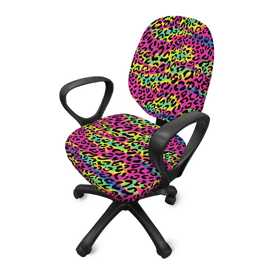 Trippy Psychedelic Leopard Print Office Chair Cover
