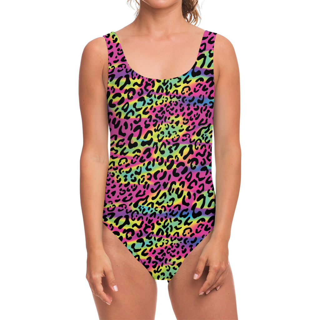 Trippy Psychedelic Leopard Print One Piece Swimsuit