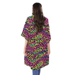 Trippy Psychedelic Leopard Print Open Front Beach Cover Up