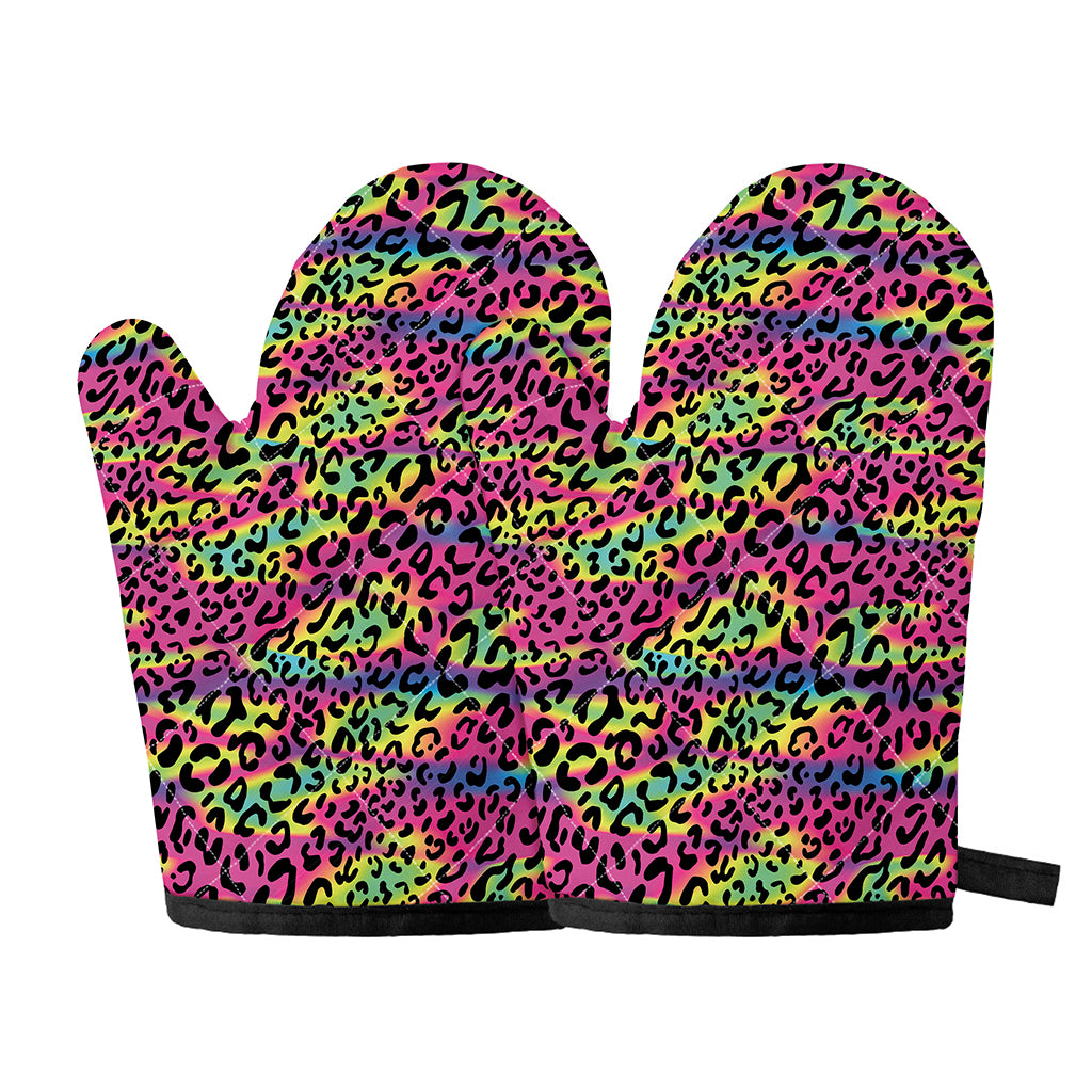 Trippy Psychedelic Leopard Print Oven Mitts