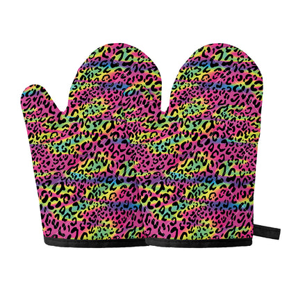 Trippy Psychedelic Leopard Print Oven Mitts
