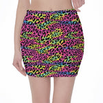 Trippy Psychedelic Leopard Print Pencil Mini Skirt