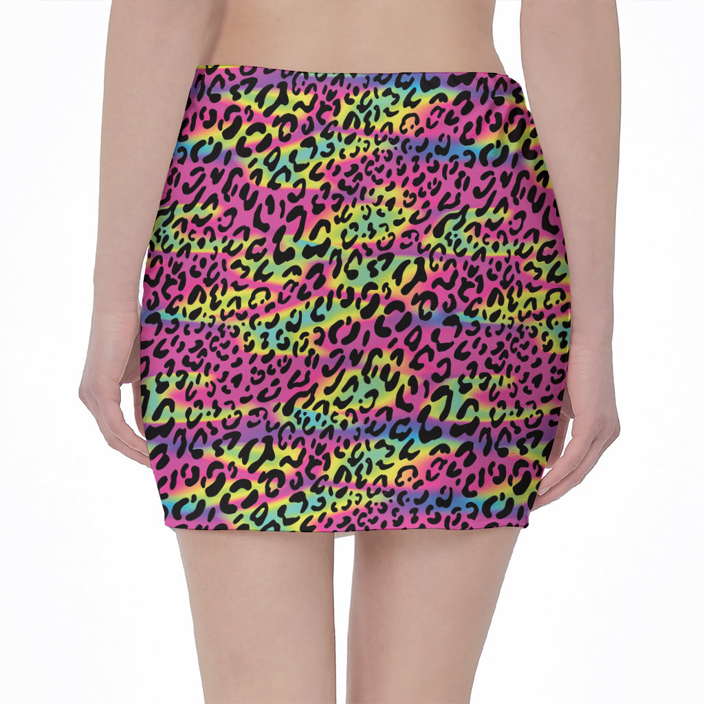 Trippy Psychedelic Leopard Print Pencil Mini Skirt