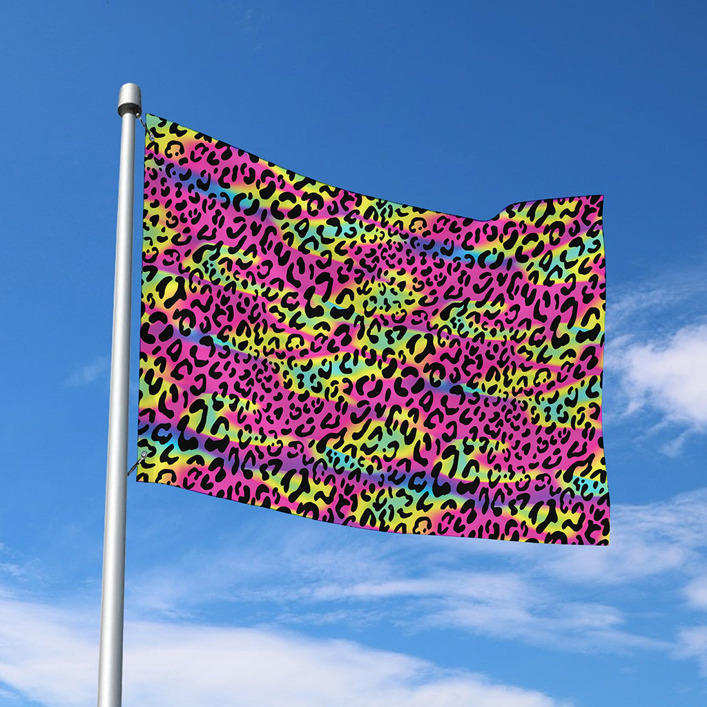 Trippy Psychedelic Leopard Print Polyester Flag
