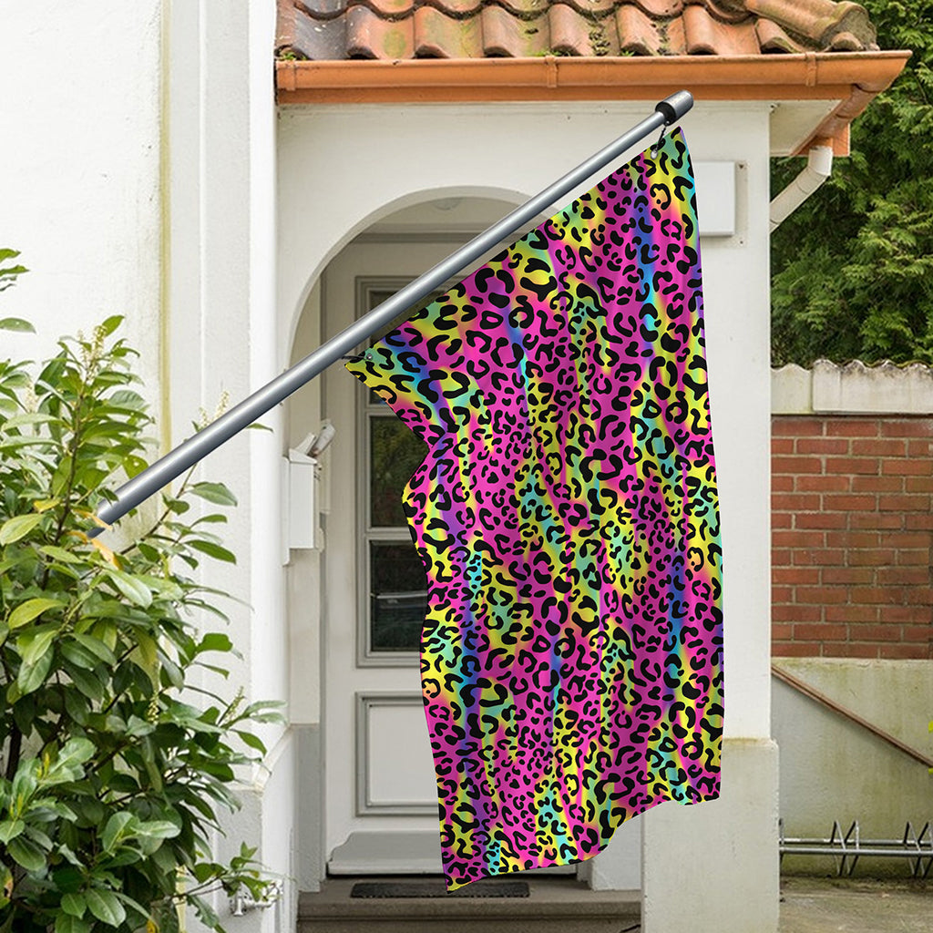 Trippy Psychedelic Leopard Print Polyester Flag