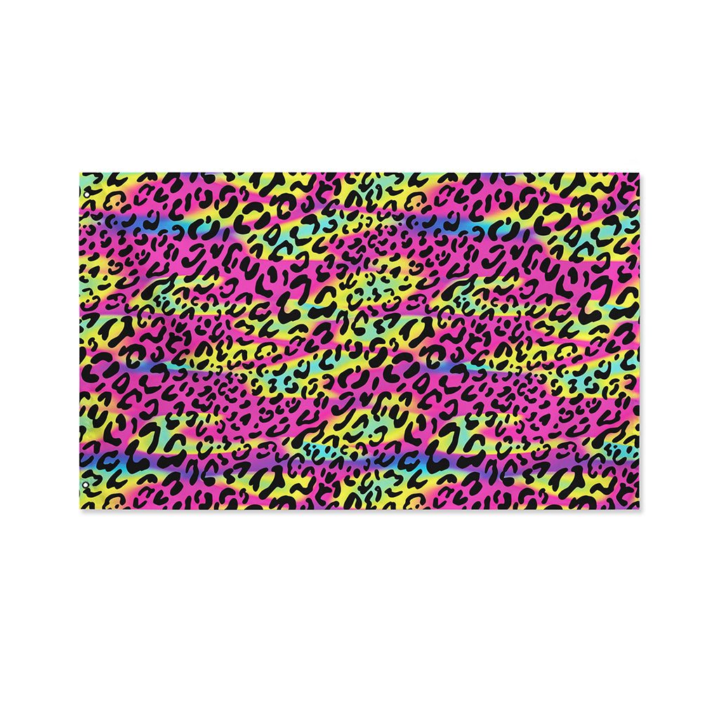 Trippy Psychedelic Leopard Print Polyester Flag