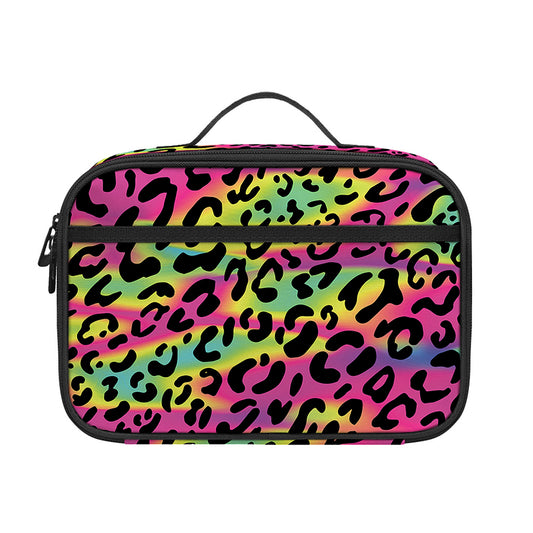 Trippy Psychedelic Leopard Print Portable Lunch Bag