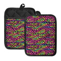 Trippy Psychedelic Leopard Print Pot Holders With Pocket