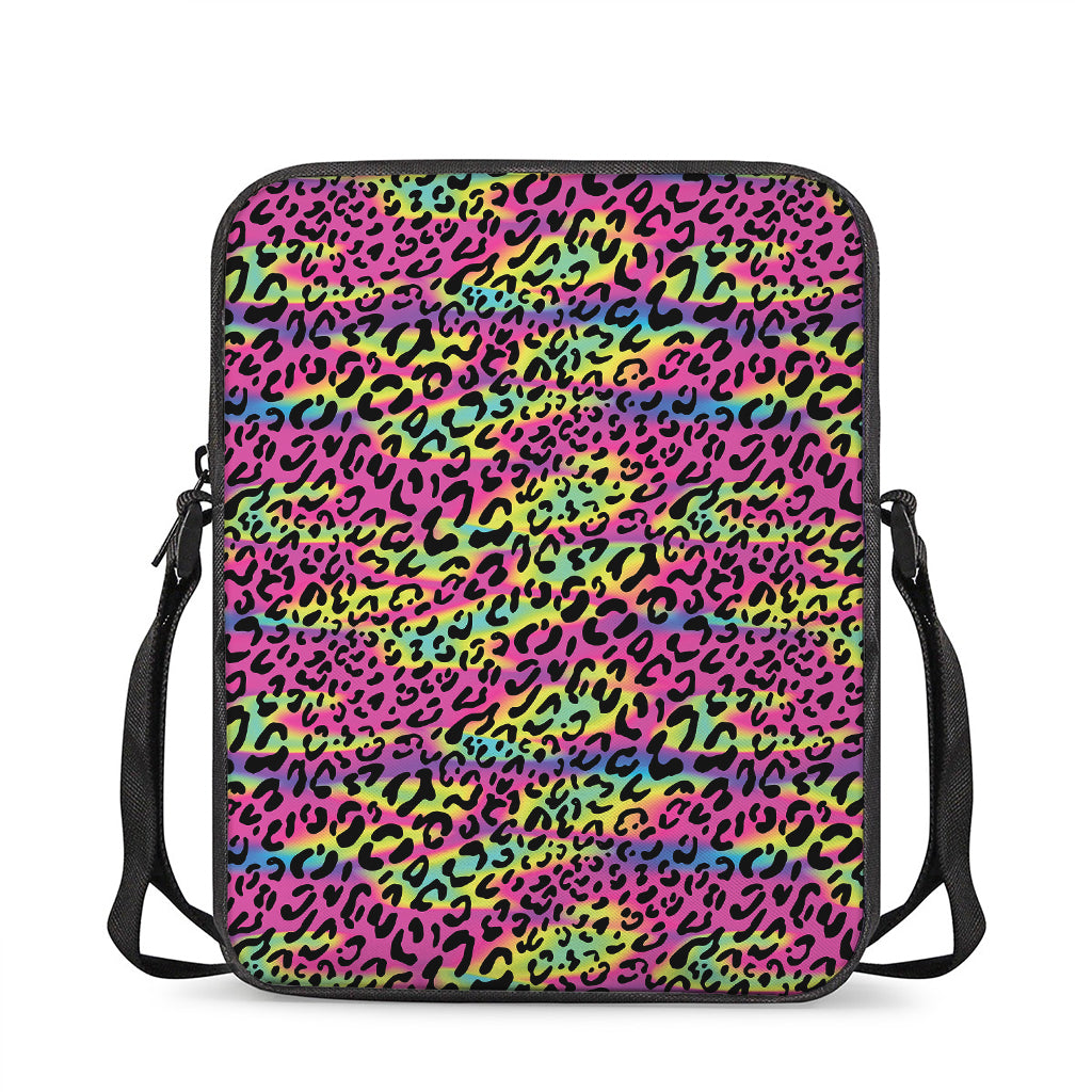 Trippy Psychedelic Leopard Print Rectangular Crossbody Bag