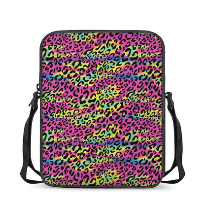 Trippy Psychedelic Leopard Print Rectangular Crossbody Bag