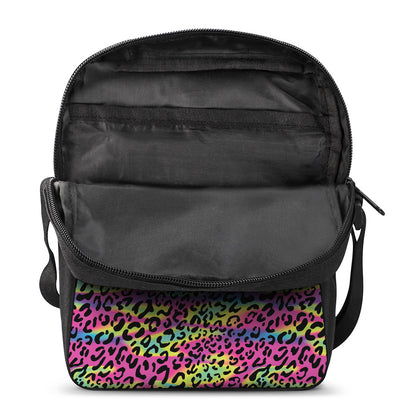Trippy Psychedelic Leopard Print Rectangular Crossbody Bag