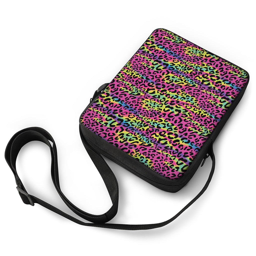Trippy Psychedelic Leopard Print Rectangular Crossbody Bag
