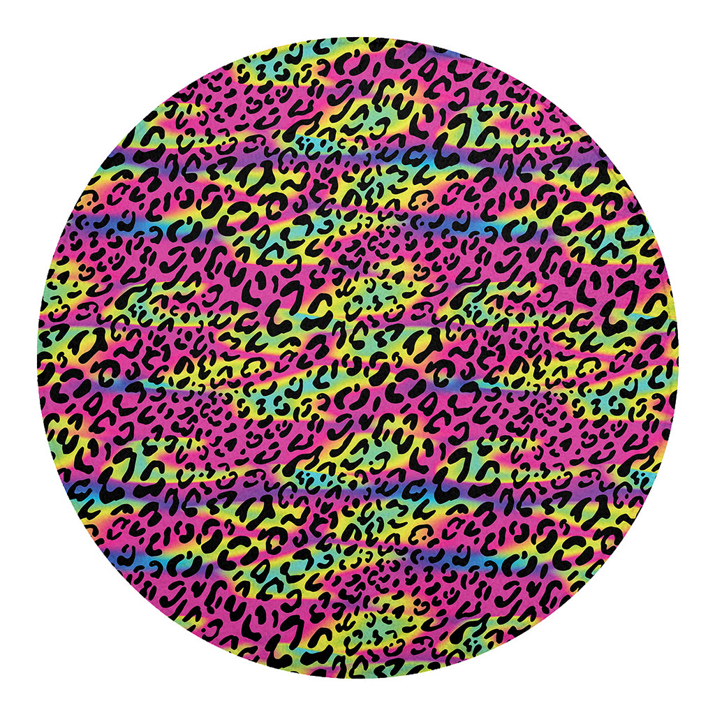 Trippy Psychedelic Leopard Print Round Blanket