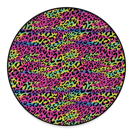 Trippy Psychedelic Leopard Print Round Floor Mat