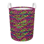 Trippy Psychedelic Leopard Print Round Laundry Basket