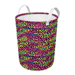 Trippy Psychedelic Leopard Print Round Laundry Basket