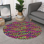 Trippy Psychedelic Leopard Print Round Rug