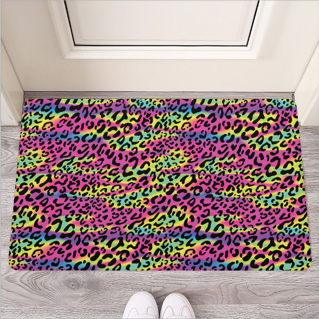 Trippy Psychedelic Leopard Print Rubber Doormat
