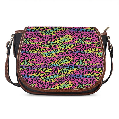 Trippy Psychedelic Leopard Print Saddle Bag