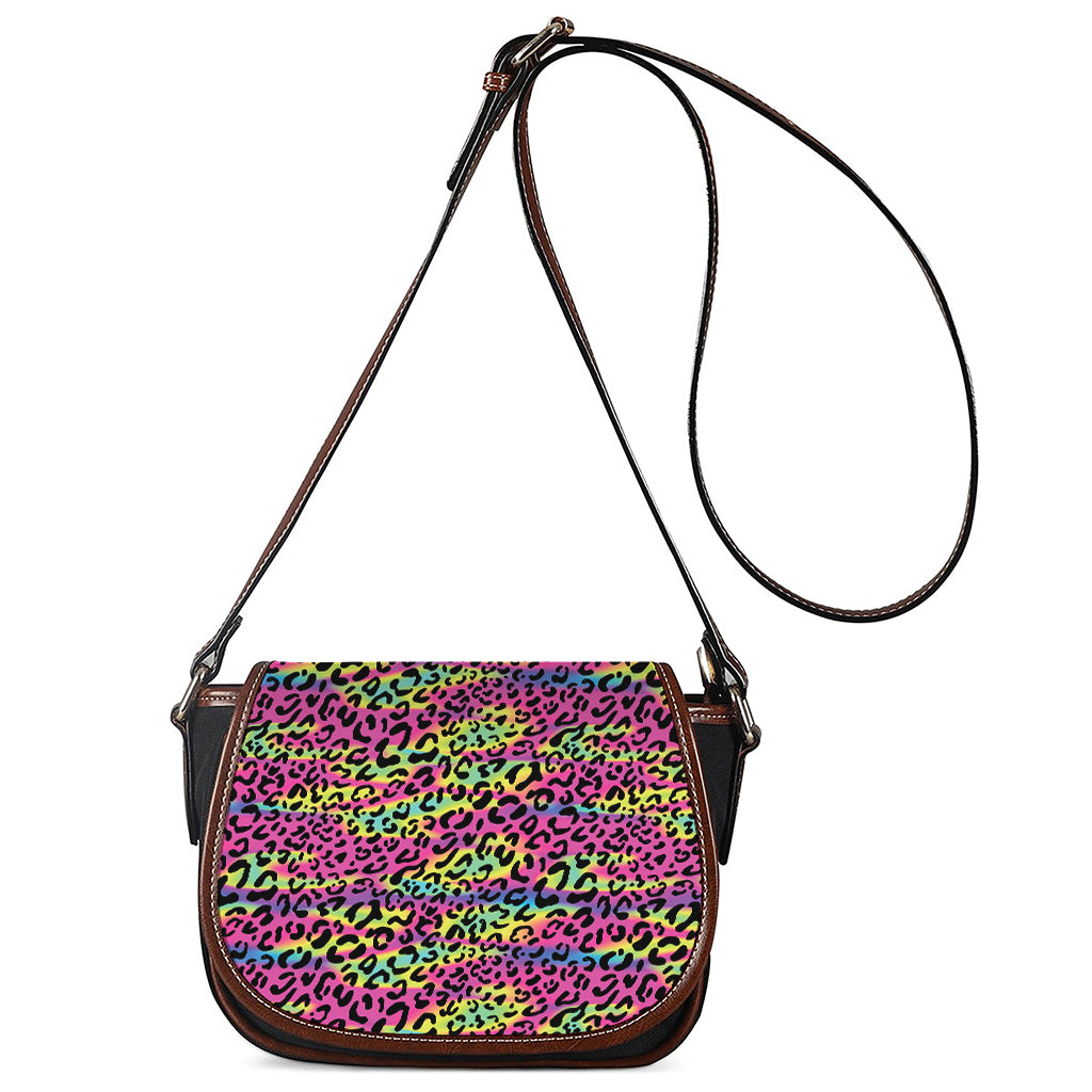 Trippy Psychedelic Leopard Print Saddle Bag